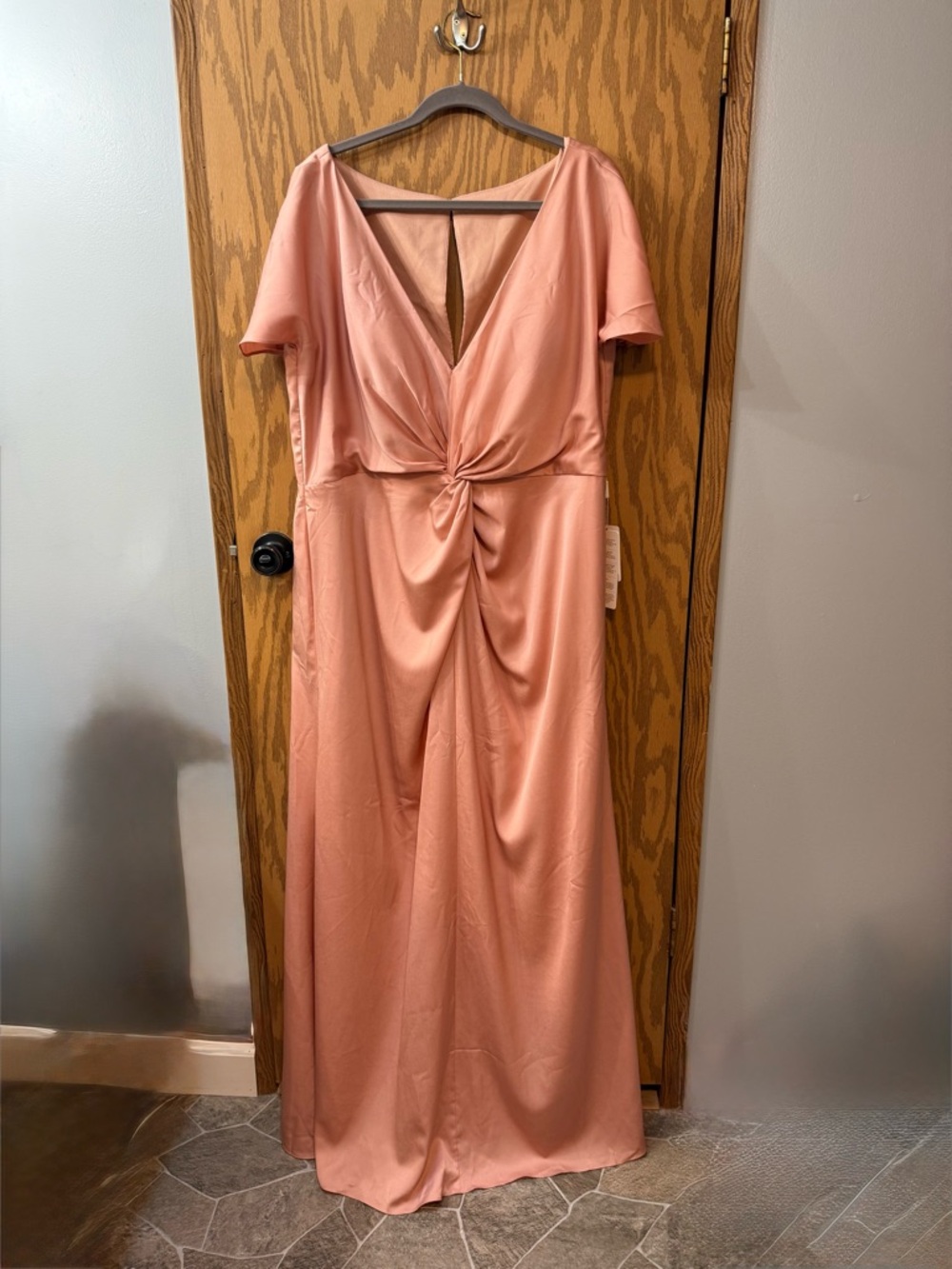 Knot-Front Maxi Dress in Dusty Salmon Pink